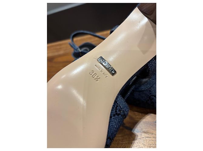 Gucci GG Denim Slingback-Absätze Blau - Ansicht 3