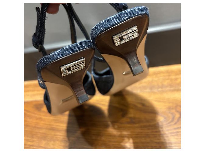 Gucci GG Denim Slingback-Absätze Blau - Ansicht 5