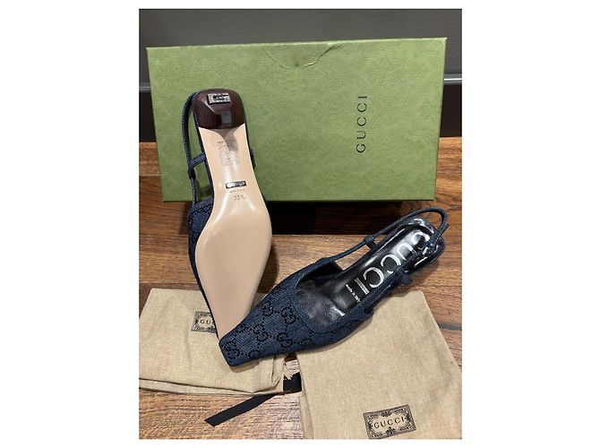 Gucci GG Denim Slingback-Absätze Blau - Ansicht 6