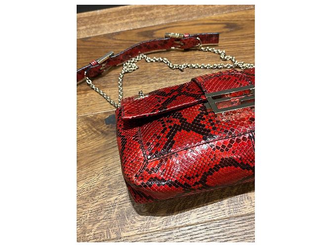 Borsa a Spalla Fendi Baguette Sneake Rosso Stampa python - vista 11