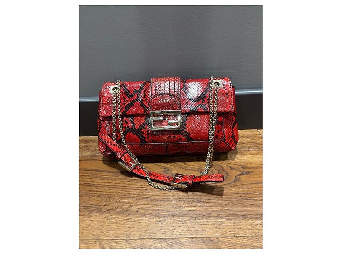 Borsa a Spalla Fendi Baguette Sneake Rosso Stampa python - vista 12