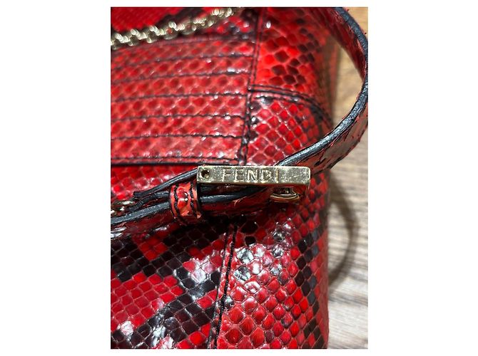 Borsa a Spalla Fendi Baguette Sneake Rosso Stampa python - vista 13