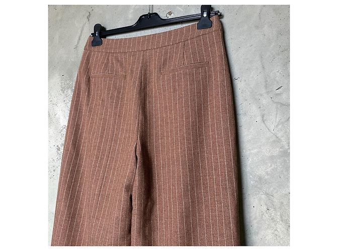 Pantalones SéZane Marrones de Lana Talla 40 Castaño - vista 4