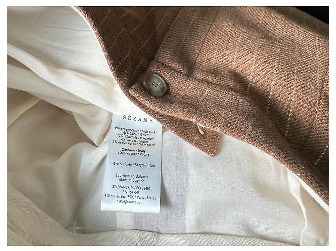 Pantalones SéZane Marrones de Lana Talla 40 Castaño - vista 5