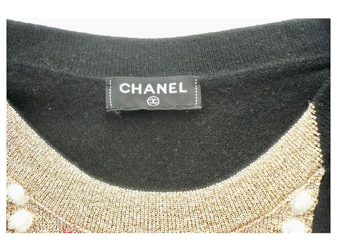 CHANEL Schwarzer Kaschmirpullover Ausgezeichneter Zustand Größe 38 - Ansicht 5