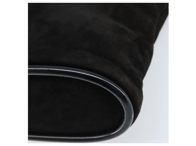 Bolso de Mano GUCCI Ante Negro Dorado 002 2122 0465 Auth 174512 - vista 12