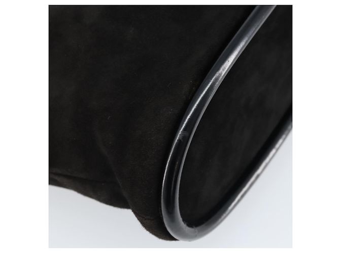 Bolso de Mano GUCCI Ante Negro Dorado 002 2122 0465 Auth 174512 - vista 13