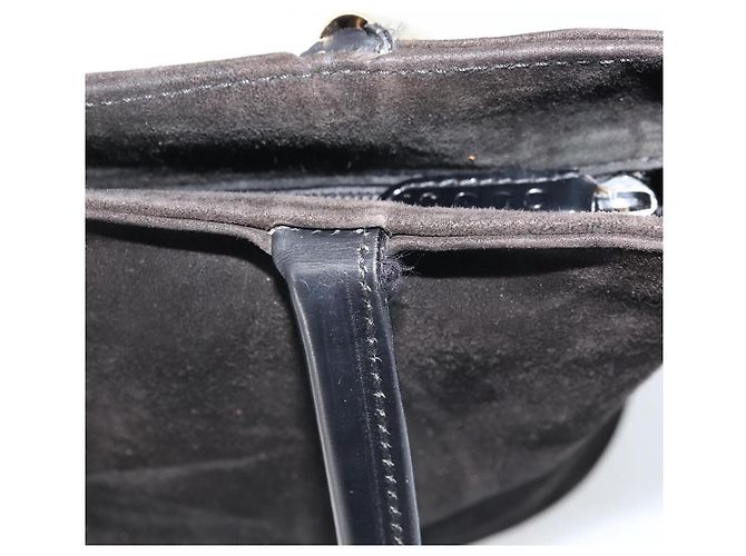 Bolso de Mano GUCCI Ante Negro Dorado 002 2122 0465 Auth 174512 - vista 15