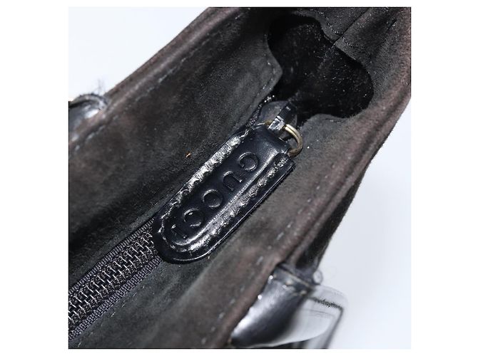 Bolso de Mano GUCCI Ante Negro Dorado 002 2122 0465 Auth 174512 - vista 16