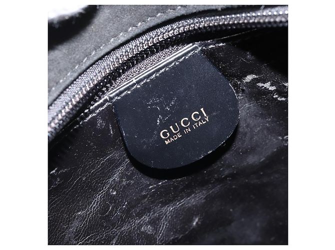 Bolso de Mano GUCCI Ante Negro Dorado 002 2122 0465 Auth 174512 - vista 17