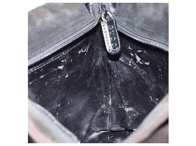 Bolso de Mano GUCCI Ante Negro Dorado 002 2122 0465 Auth 174512 - vista 19