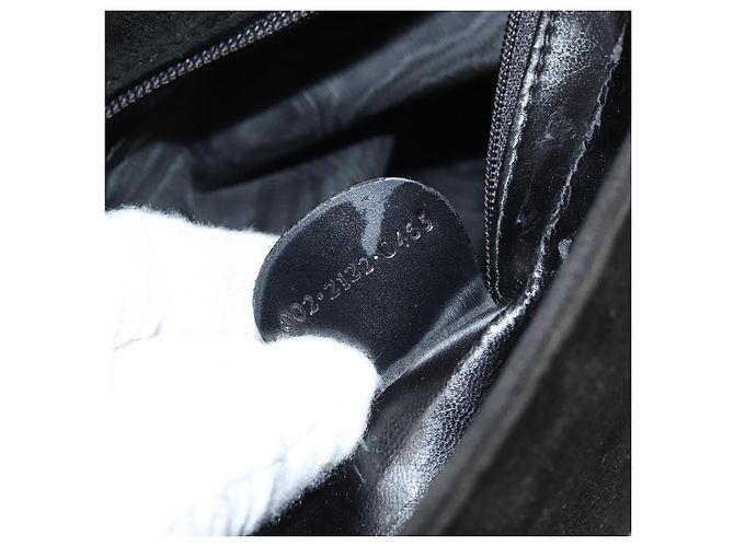 Bolso de Mano GUCCI Ante Negro Dorado 002 2122 0465 Auth 174512 - vista 23
