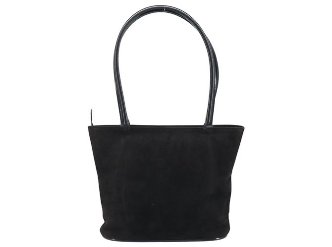 Bolso de Mano GUCCI Ante Negro Dorado 002 2122 0465 Auth 174512 - vista 3