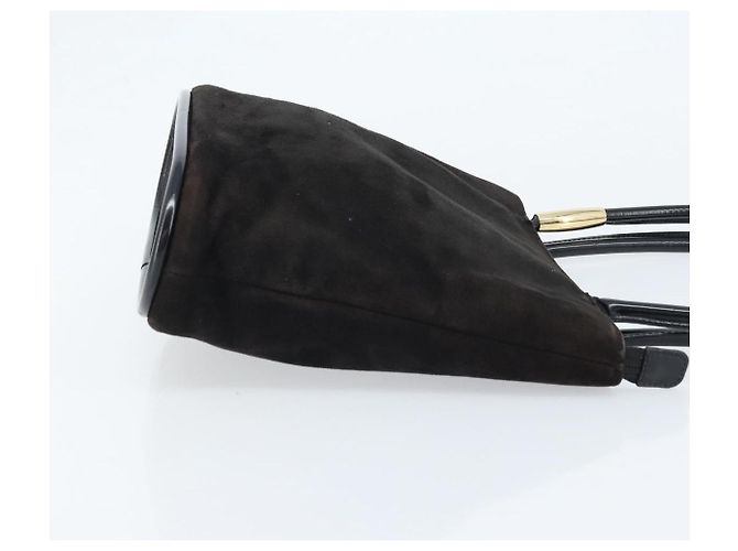 Bolso de Mano GUCCI Ante Negro Dorado 002 2122 0465 Auth 174512 - vista 4