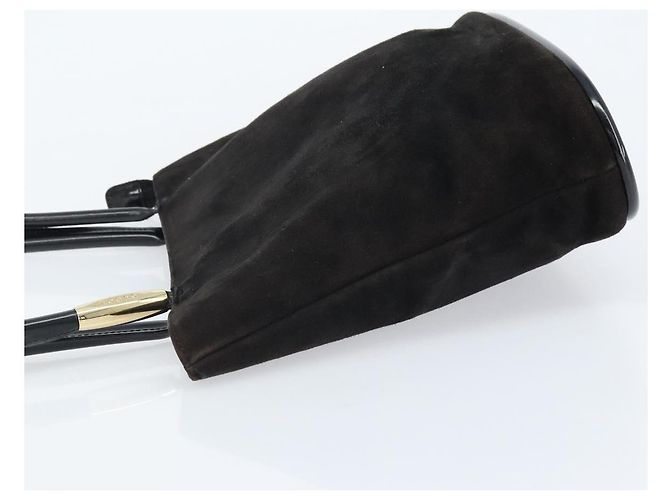 Bolso de Mano GUCCI Ante Negro Dorado 002 2122 0465 Auth 174512 - vista 5