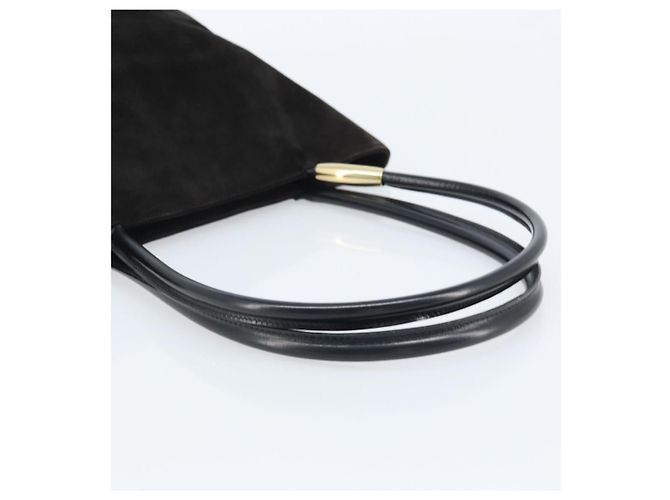 Bolso de Mano GUCCI Ante Negro Dorado 002 2122 0465 Auth 174512 - vista 7