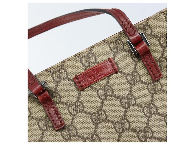 Gucci Borsa a mano GG Supreme in PVC beige e argento 117551 Auth ep13822 - vista 14