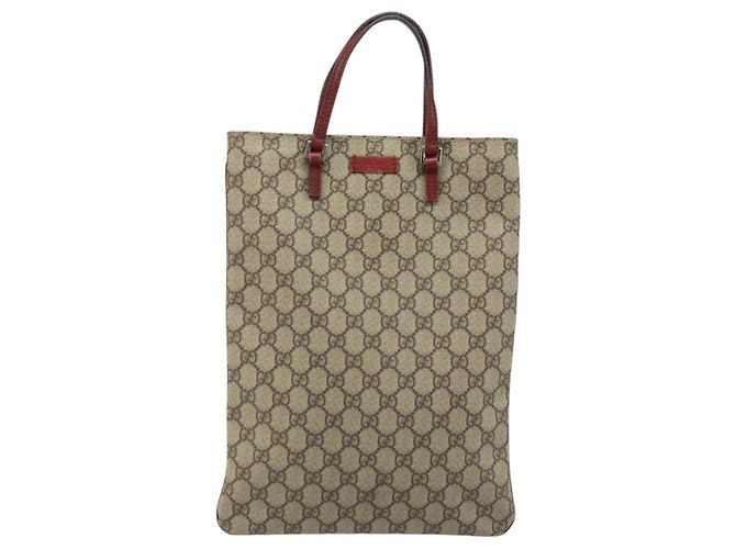 Gucci Borsa a mano GG Supreme in PVC beige e argento 117551 Auth ep13822 - vista 2