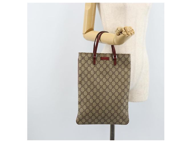 Gucci Borsa a mano GG Supreme in PVC beige e argento 117551 Auth ep13822 - vista 22