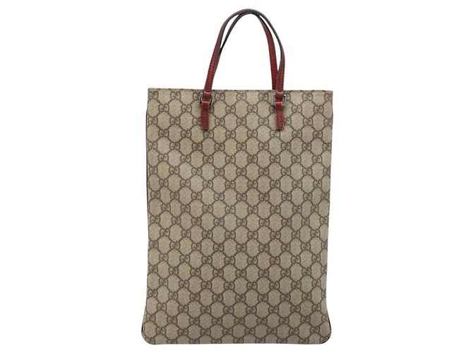 Gucci Borsa a mano GG Supreme in PVC beige e argento 117551 Auth ep13822 - vista 3