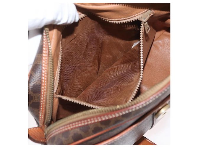 Céline Borsa a Spalla in Tela Macadam CELINE in Pelle PVC Marrone Oro Auth ep13731 D'oro - vista 21