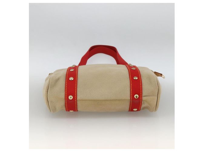 LOUIS VUITTON Antigua Cabas MM Borsa Tote Canvas Beige Rossa M40035 LV Auth ka3234 Rosso - vista 5