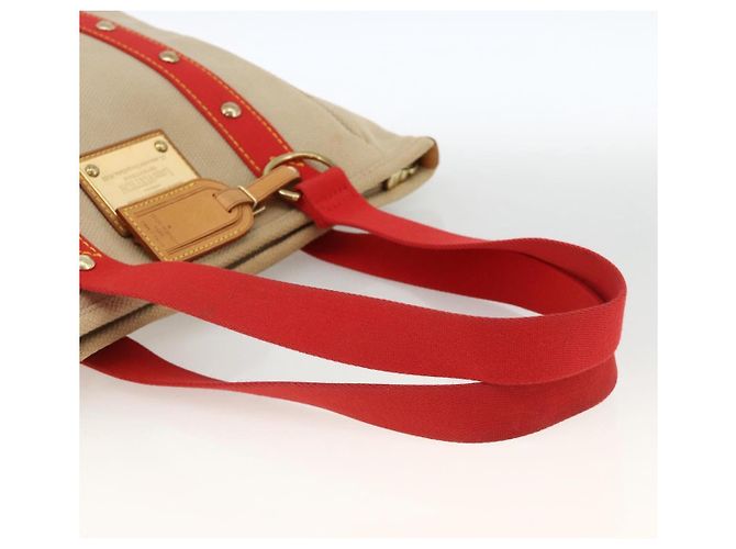 LOUIS VUITTON Antigua Cabas MM Borsa Tote Canvas Beige Rossa M40035 LV Auth ka3234 Rosso - vista 7