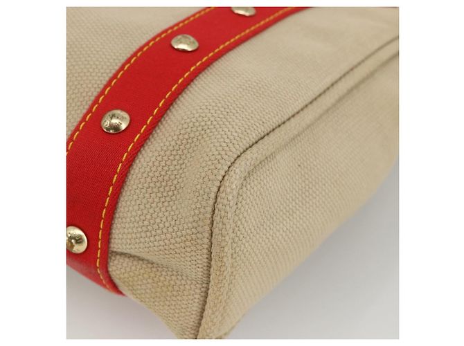 LOUIS VUITTON Antigua Cabas MM Borsa Tote Canvas Beige Rossa M40035 LV Auth ka3234 Rosso - vista 9