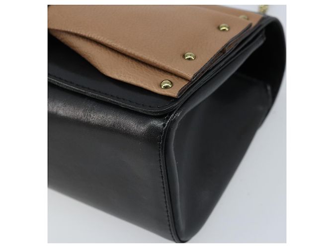 Chloé Borsa a mano in pelle nera e oro con catena in nastro Chloe Auth 174022A Nero D'oro - vista 10