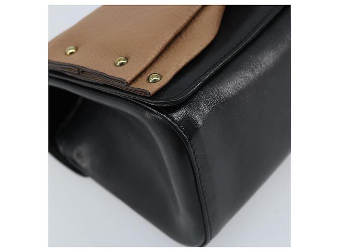Chloé Borsa a mano in pelle nera e oro con catena in nastro Chloe Auth 174022A Nero D'oro - vista 11
