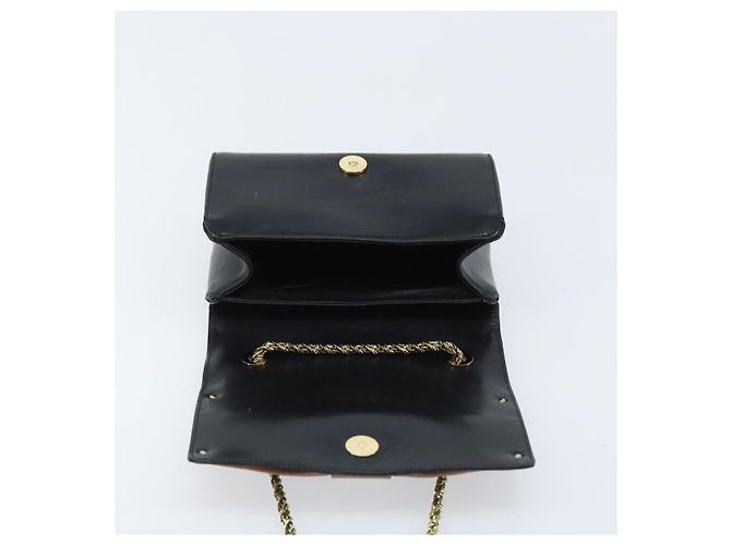 Chloé Borsa a mano in pelle nera e oro con catena in nastro Chloe Auth 174022A Nero D'oro - vista 15