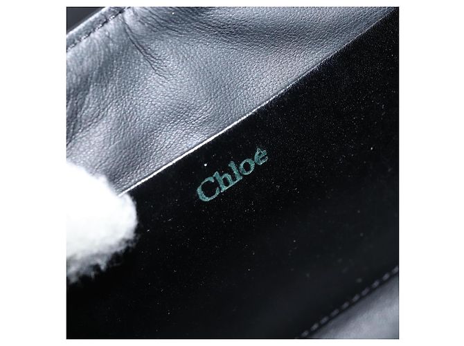 Chloé Borsa a mano in pelle nera e oro con catena in nastro Chloe Auth 174022A Nero D'oro - vista 16