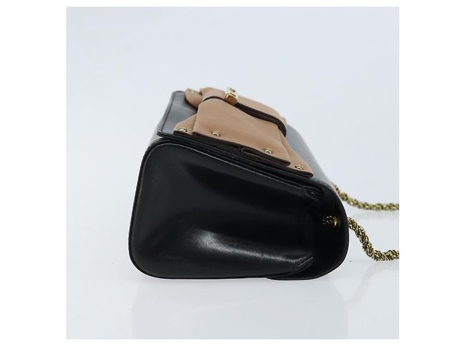 Chloé Borsa a mano in pelle nera e oro con catena in nastro Chloe Auth 174022A Nero D'oro - vista 4