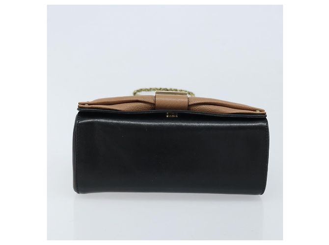 Chloé Borsa a mano in pelle nera e oro con catena in nastro Chloe Auth 174022A Nero D'oro - vista 9