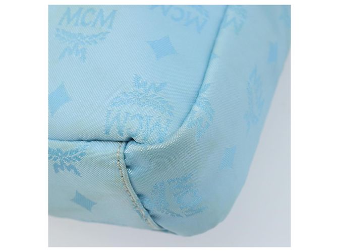 MCM Vicetos Logogram Schultertasche aus Nylon Hellblau Silber Authentisch 174459 - Ansicht 10