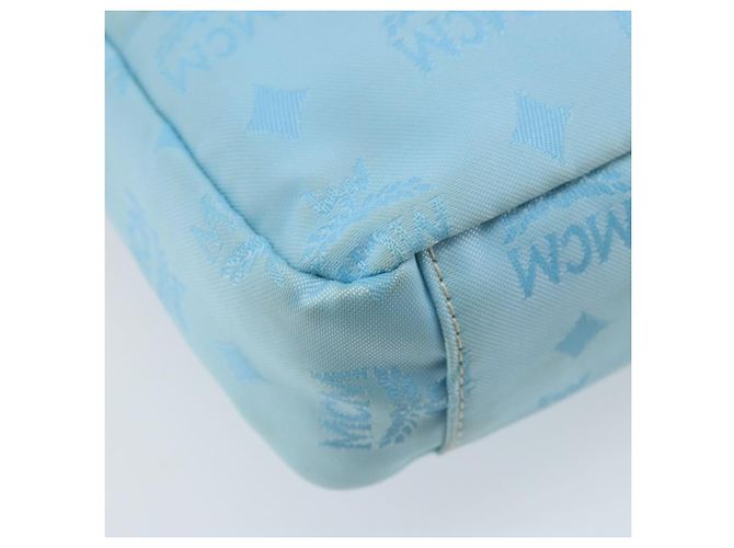MCM Vicetos Logogram Schultertasche aus Nylon Hellblau Silber Authentisch 174459 - Ansicht 13