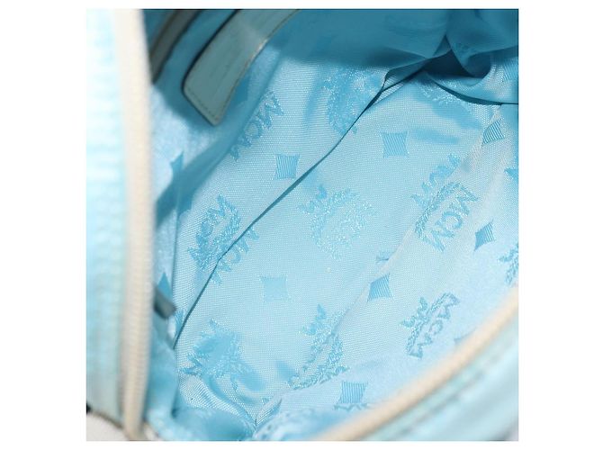 MCM Vicetos Logogram Schultertasche aus Nylon Hellblau Silber Authentisch 174459 - Ansicht 18