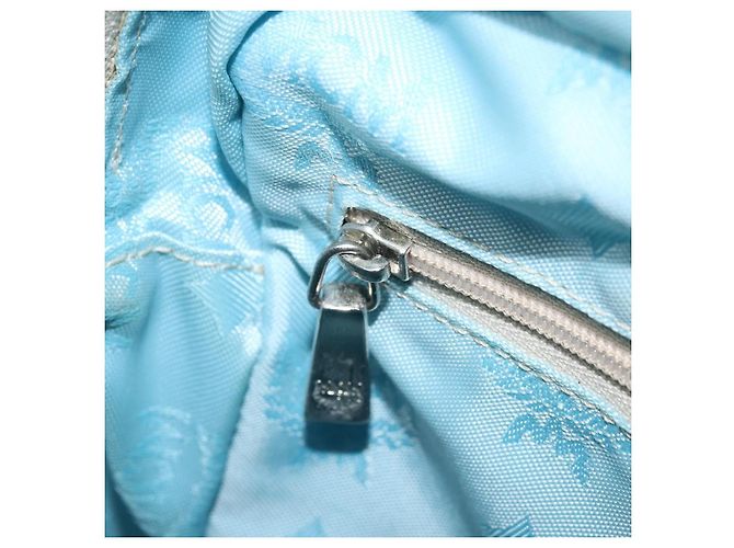 MCM Vicetos Logogram Schultertasche aus Nylon Hellblau Silber Authentisch 174459 - Ansicht 21