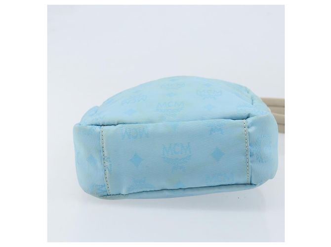 MCM Vicetos Logogram Schultertasche aus Nylon Hellblau Silber Authentisch 174459 - Ansicht 9
