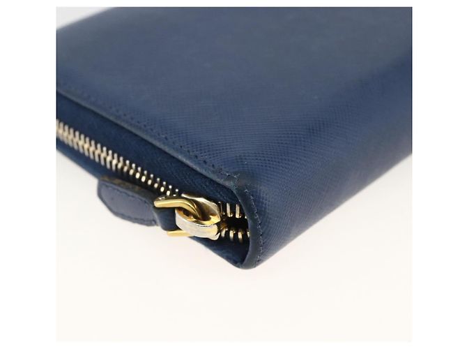 Saffiano PRADA Portafoglio Lungo in pelle Safiano Blu Navy Oro Auth fm5265 D'oro - vista 14