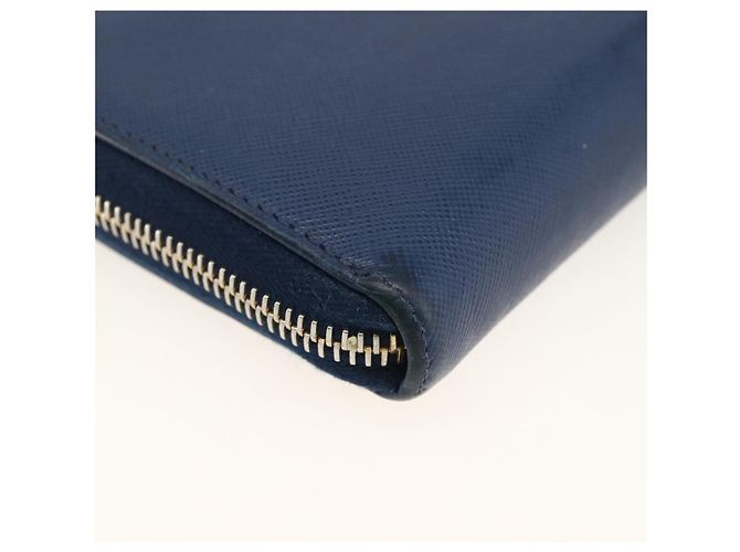 Saffiano PRADA Portafoglio Lungo in pelle Safiano Blu Navy Oro Auth fm5265 D'oro - vista 16