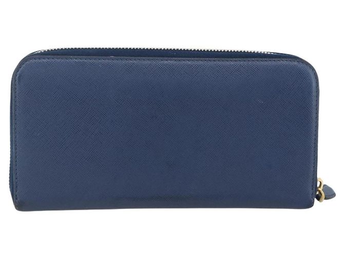 Saffiano PRADA Portafoglio Lungo in pelle Safiano Blu Navy Oro Auth fm5265 D'oro - vista 2