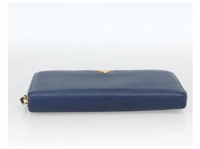 Saffiano PRADA Portafoglio Lungo in pelle Safiano Blu Navy Oro Auth fm5265 D'oro - vista 6
