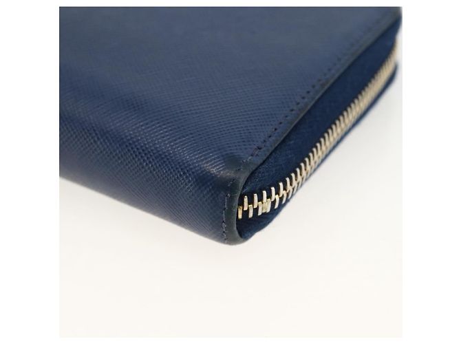 Saffiano PRADA Portafoglio Lungo in pelle Safiano Blu Navy Oro Auth fm5265 D'oro - vista 7