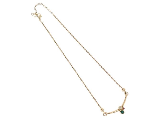 Collana Christian Dior metallo dorato Auth BA11471A - vista 2