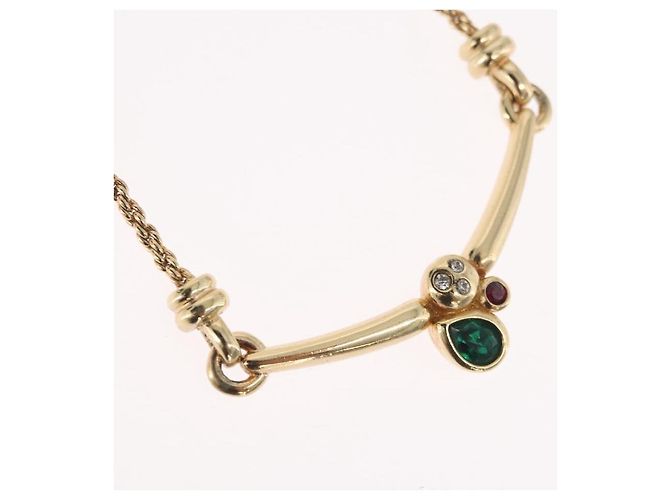 Collana Christian Dior metallo dorato Auth BA11471A - vista 3
