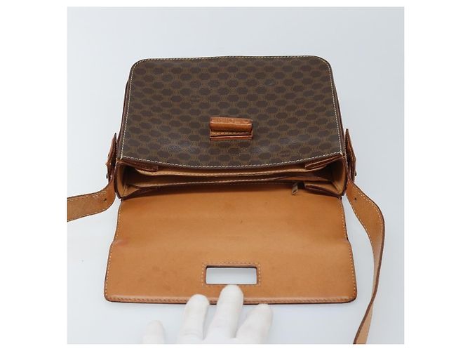 Céline Borsa a spalla in tela Macadam CELINE in pelle PVC marrone oro Auth ARZ423 D'oro - vista 16