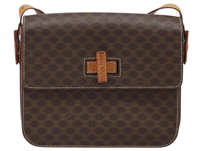 Céline Borsa a spalla in tela Macadam CELINE in pelle PVC marrone oro Auth ARZ423 D'oro - vista 2