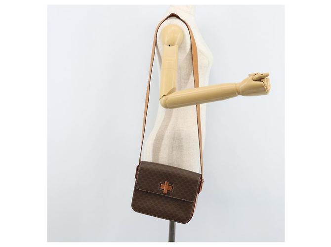 Céline Borsa a spalla in tela Macadam CELINE in pelle PVC marrone oro Auth ARZ423 D'oro - vista 26