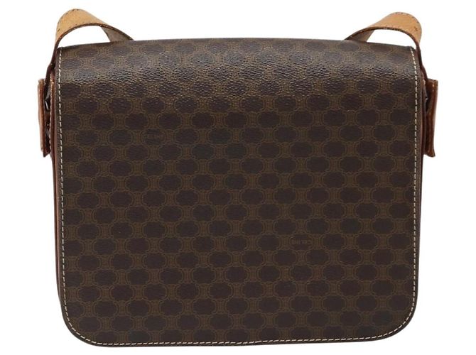 Céline Borsa a spalla in tela Macadam CELINE in pelle PVC marrone oro Auth ARZ423 D'oro - vista 3